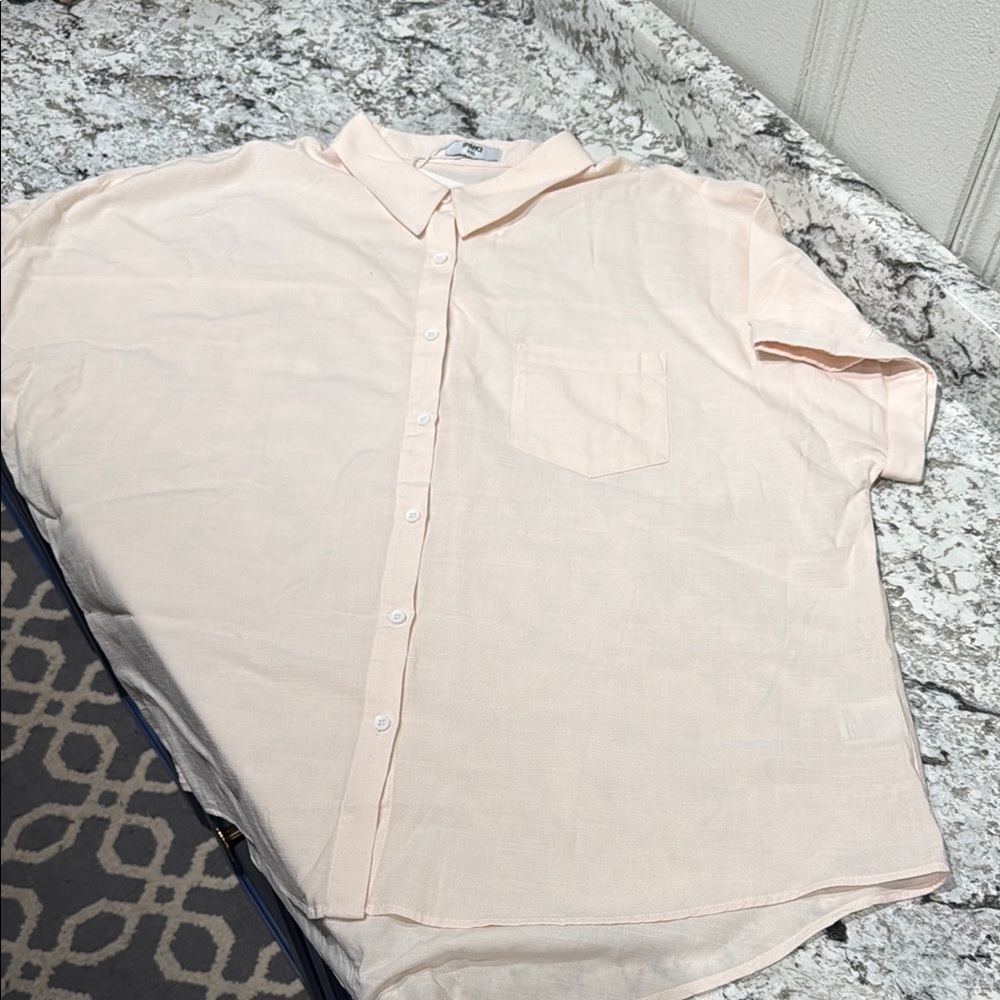IPMQ women’s XXL Button Down Casual Cotton Short Sleeve Blouses with Pocket